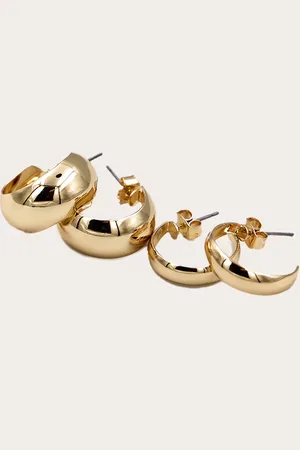 PRETTYLITTLETHING Gold Chunky Multi-pack Hoop Earrings