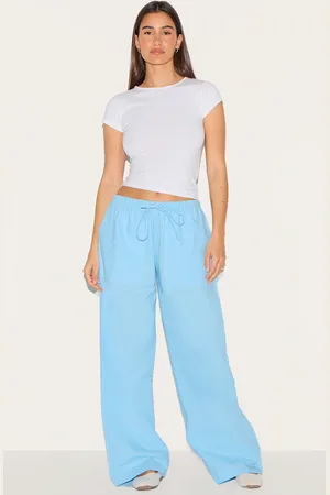 PRETTYLITTLETHING Linen Blend Drawstring Waist Trousers