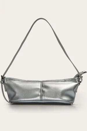 PRETTYLITTLETHING Silver PU Slim Buckle Strap Shoulder Bag