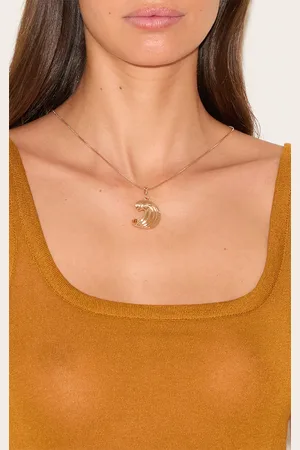 PRETTYLITTLETHING Gold Ribbed Curved Pendant Necklace