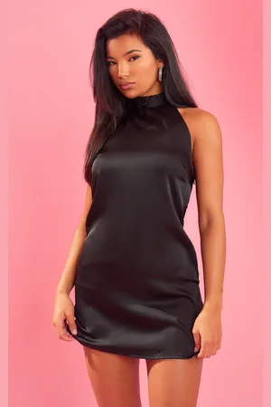 PRETTYLITTLETHING Halterneck Satin Bodycon Dress