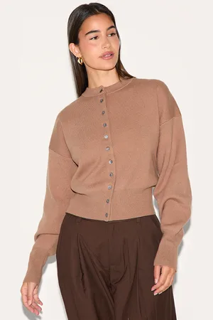 PRETTYLITTLETHING Taupe Compact Knit Button Through Cardigan