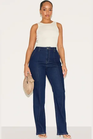 PRETTYLITTLETHING Shape Stretch Denim Highwaisted Pintuck Adjustable Back Detail Jeans