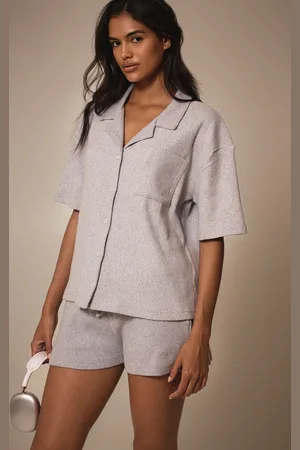 PRETTYLITTLETHING Brushed Rib Button Up Boxy Shirt