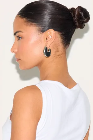 PRETTYLITTLETHING Silver Oversize Chunky Hoop Statement Earrings