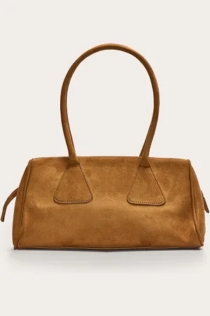 PRETTYLITTLETHING Tan Faux Suede Bowler Bag