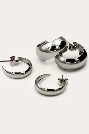 PRETTYLITTLETHING Silver Chunky Multi-pack Hoop Earrings