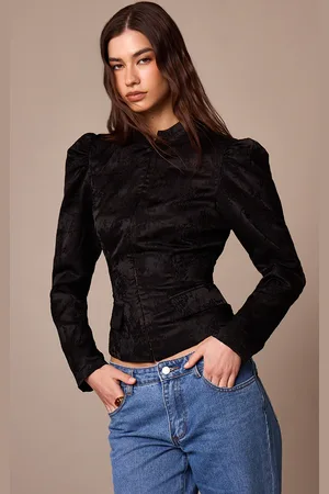 PRETTYLITTLETHING Lace High Neck Puff Sleeve Jacket