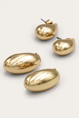 PRETTYLITTLETHING Gold Tear Drop Multi Pack Earrings