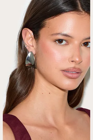 PRETTYLITTLETHING Silver Curve Statement Earrings
