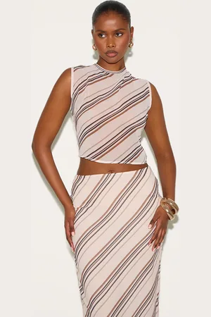PRETTYLITTLETHING Sheer Striped Chiffon Cami Top