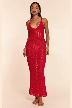 PRETTYLITTLETHING Crochet Strappy Maxi Beach Dress