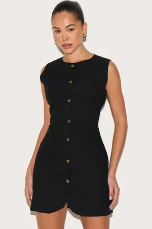 PRETTYLITTLETHING Button Down Bodycon Dress