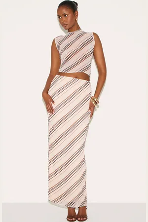 PRETTYLITTLETHING Sheer Striped Chiffon Maxi Skirt