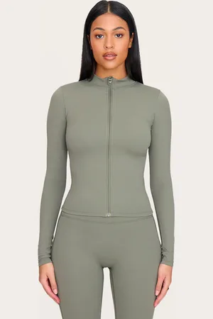PRETTYLITTLETHING Tall Olive Basic Sculpt Zip Jacket