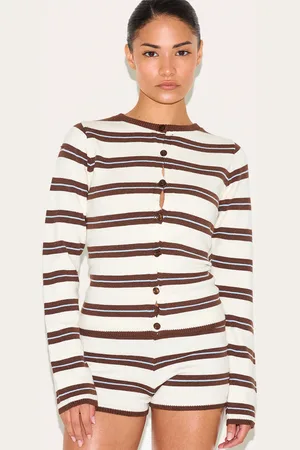 PRETTYLITTLETHING Petite Multi Knitted Stripe Long Top