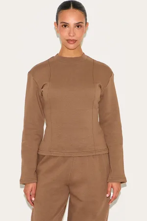 PRETTYLITTLETHING Petite Long Sleeve Waist Cinched Sweatshirt