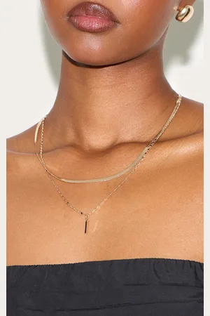 PRETTYLITTLETHING Gold Pendant Layered Snake Chain Necklace