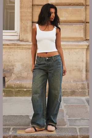PRETTYLITTLETHING Vintage Turn Up Hem Barrel Style Jeans