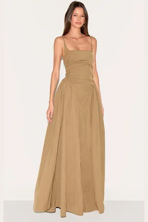 PRETTYLITTLETHING Woven Ruched Strappy Maxi Dress
