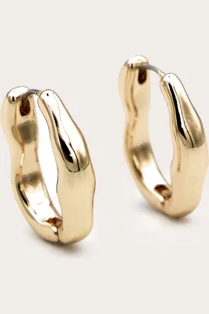 PRETTYLITTLETHING Gold Molten Wave Hoop Earrings