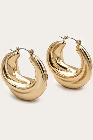 PRETTYLITTLETHING Gold Chunky Swirl Hoop Earrings