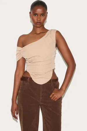 PRETTYLITTLETHING Asymmetric Bardot Top