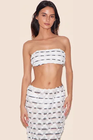 PRETTYLITTLETHING Textured Stripe Bandeau Beach Top