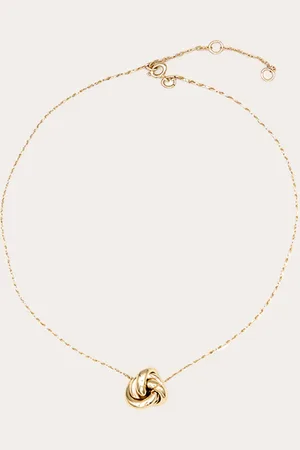 PRETTYLITTLETHING Gold Knot Pendant Necklace