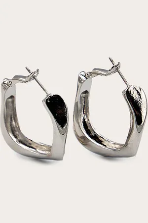 PRETTYLITTLETHING Silver Twist Hoop Earring