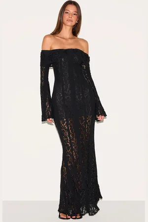 PRETTYLITTLETHING Lace Fold Over Bandeau Maxi Dress