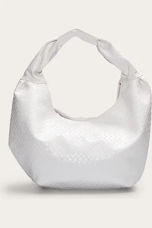 PRETTYLITTLETHING PU Weave Slouchy Tote Bag