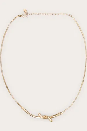 PRETTYLITTLETHING Gold Metal Bar Twist Necklace