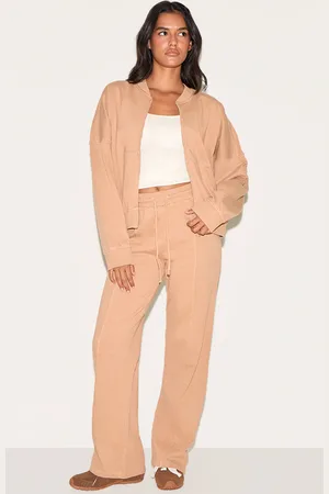 PRETTYLITTLETHING Stone Washed Seam Detail Wide Leg Joggers