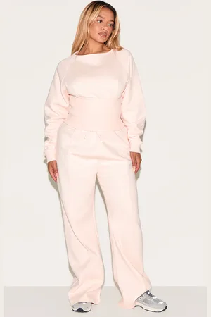PRETTYLITTLETHING Shape Blush Binded High Waist Wide Leg Joggers