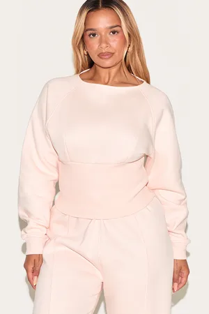 PRETTYLITTLETHING Shape Blush Boat Neck Cinched Waist Sweatshirt