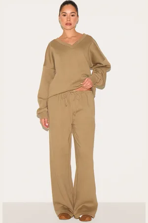 PRETTYLITTLETHING Taupe Straight Leg Sweat Joggers
