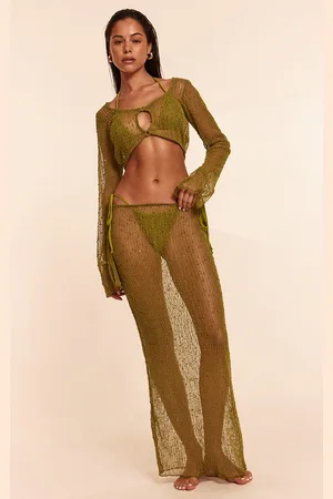 PRETTYLITTLETHING Khaki Textured O Ring Detail Beach Set