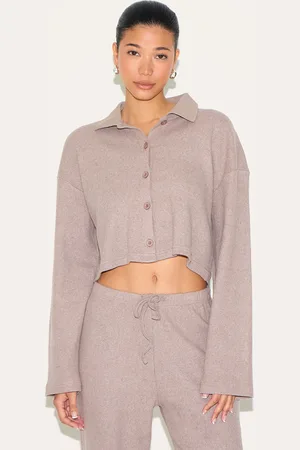 PRETTYLITTLETHING Brushed Rib Button Up Shirt