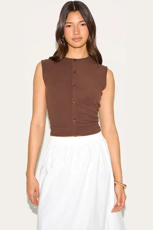 PRETTYLITTLETHING Soft Touch Rib Button Down Sleeveless Long Top