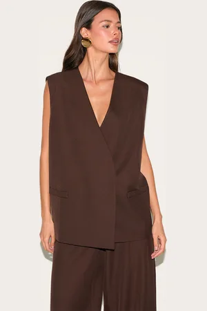 PRETTYLITTLETHING Woven Collarless Oversized Shoulder Pad Waistcoat