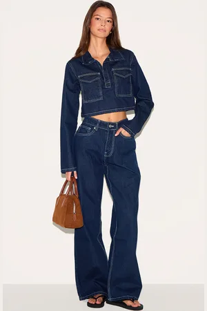 PRETTYLITTLETHING Contrast Stitch Slouchy Wide Leg Jean