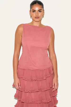 PRETTYLITTLETHING Plus Chiffon Boat Neck Top