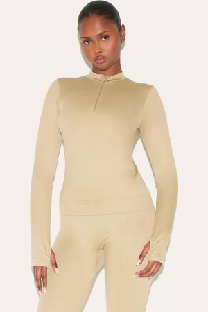 PRETTYLITTLETHING Olive Seamless Line Detail Fitted Jacket