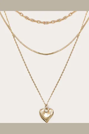 PRETTYLITTLETHING Gold Abstract Pendant Layered Necklace