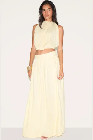 PRETTYLITTLETHING Linen Look Pleated Maxi Skirt