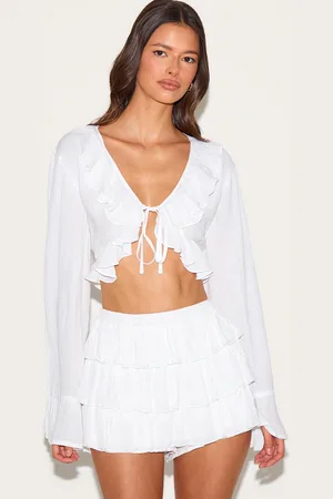 PRETTYLITTLETHING Cheesecloth Ruffle Mini Skort