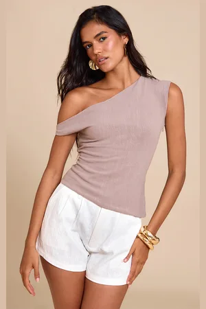 PRETTYLITTLETHING Mocha Lightweight Woven Asymmetric Long Top