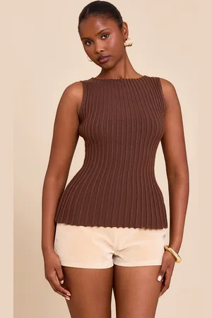 PRETTYLITTLETHING Knit Boat Neck Peplum Top
