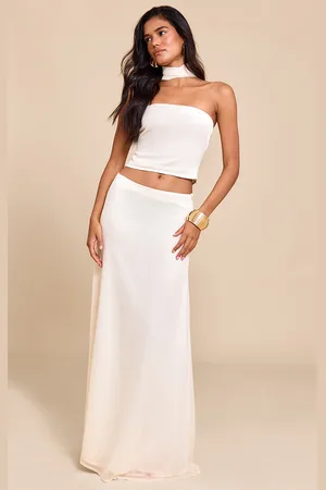 PRETTYLITTLETHING Cream Chiffon Maxi Skirt